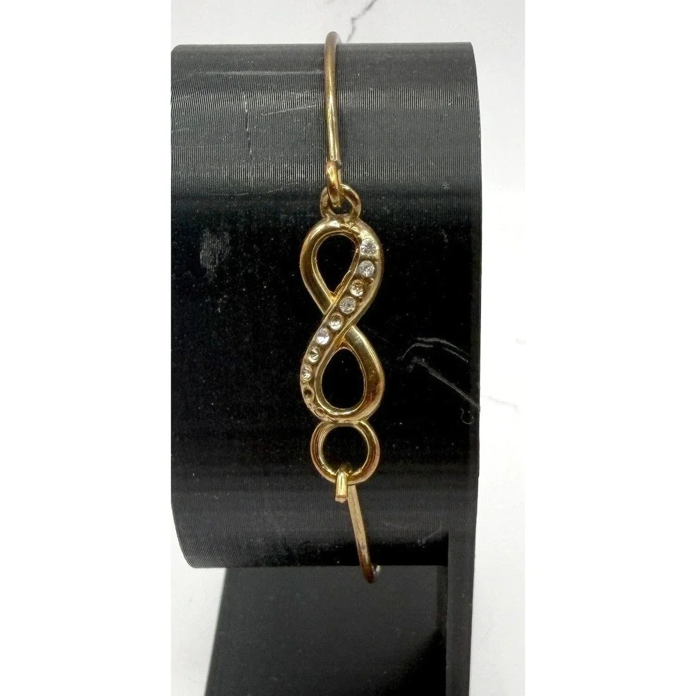 Dainty Infinity Bracelet Gold Tone Rhinestone Accent Minimalist‎ 7 Inch Bracelet